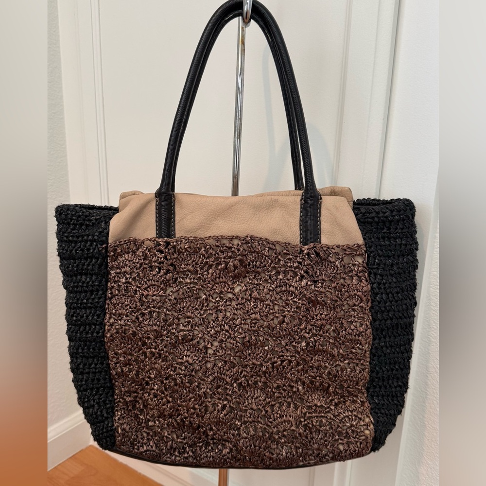 Maliparmi Black, Brown & Beige Woven Tote Bag